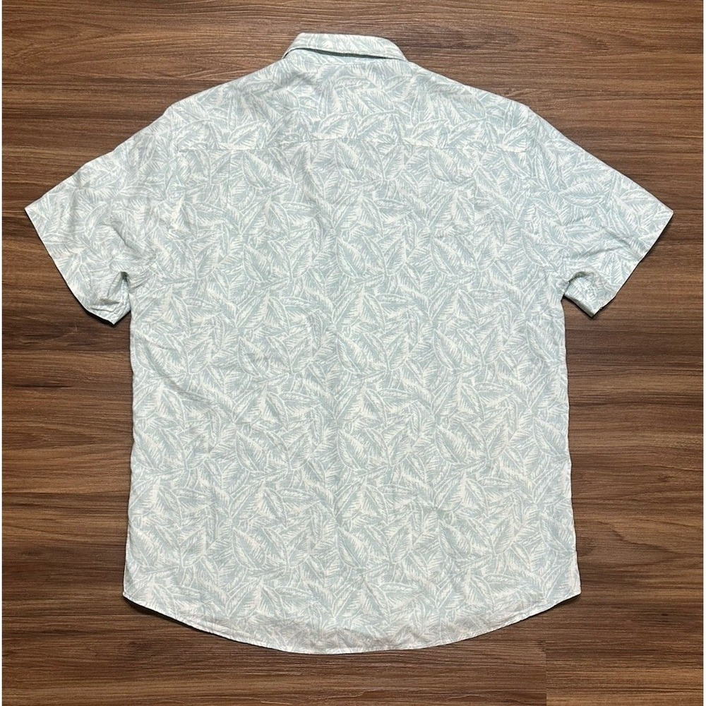 Faherty The Breeze Short Sleeve Sleeve Sky Foliage Leaves Linen Blend Shirt Sz M - Picture 10 of 10
